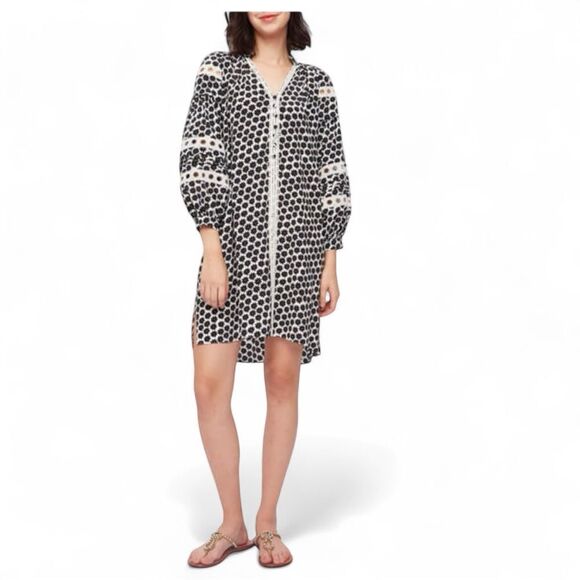 Diane Von Furstenberg Jessica Floral Crepe Dress  Small Puff Sleeve V-Neck Daisy - Picture 2 of 14